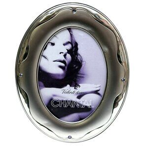 Valenti & Co. Chantal Photo Frame Oval Silver Finish Italian Style 7.25" high